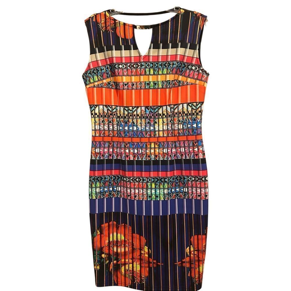 Joseph Ribkoff Multicolored Floral Sleeveless Sheath Dress Size 8